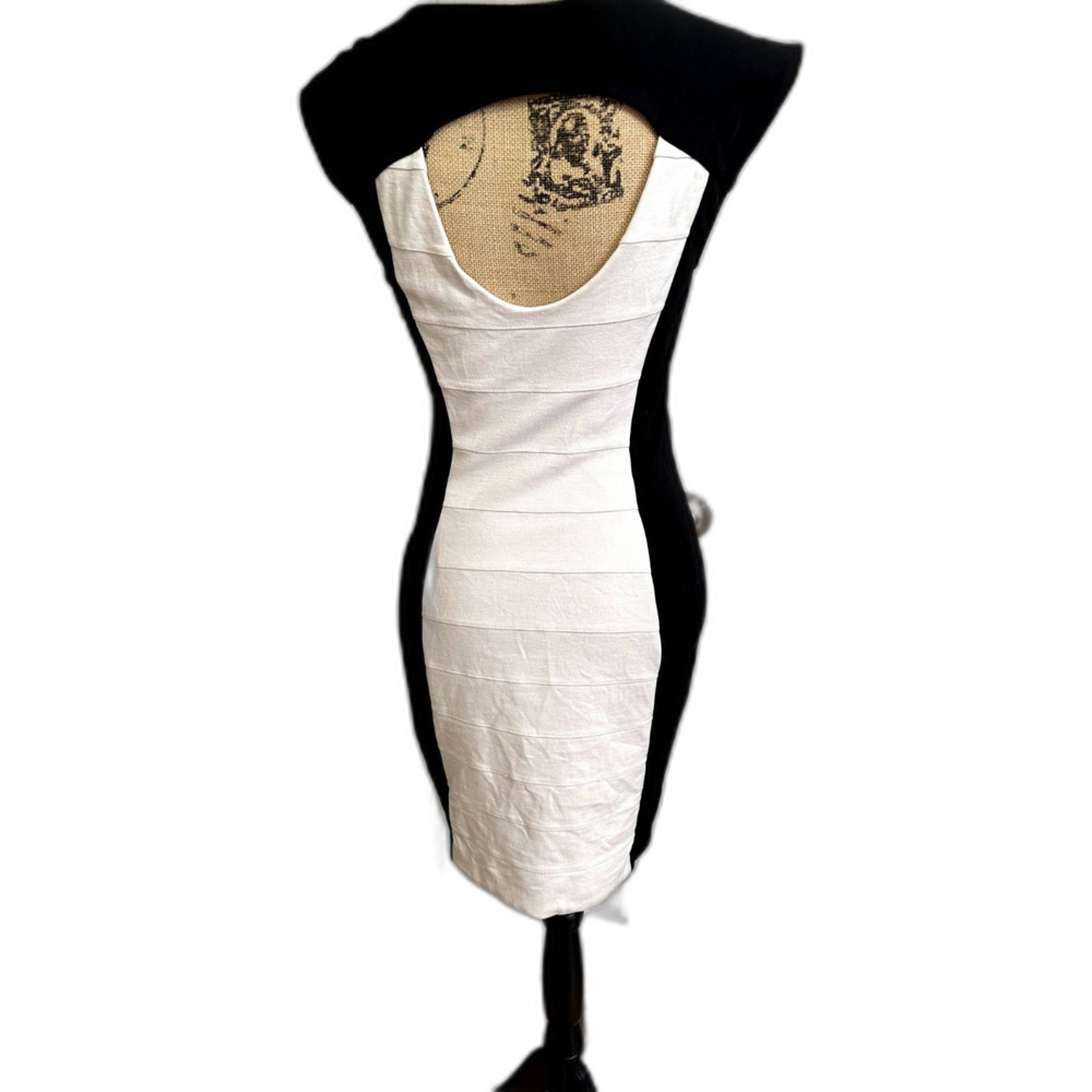 Express Black & White Bodycon Stretch Cap Sleeve Mini Dress Women’s 8 - Picture 4 of 10